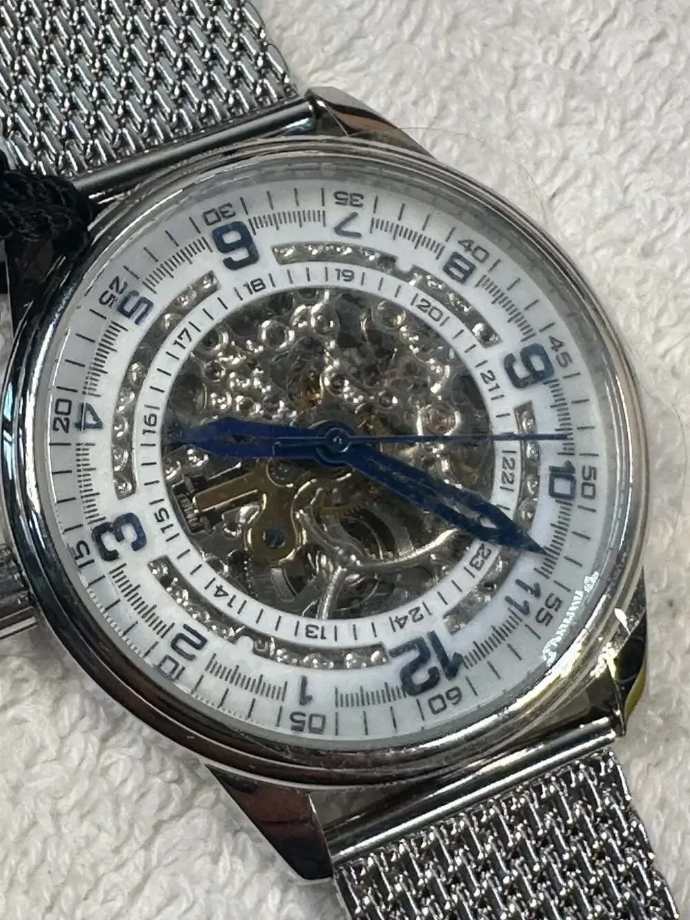 Akribos XXIV Men's AK446SS Skeleton Dial Automatic Mesh Bracelet Watch